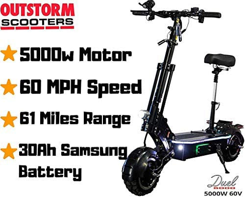 Maxx 60MPH Ultra High Speed Electric Scooter For Adults Foldable, 5000W Power Dual Motor, 60V/38.5Ah Battery, 83 Miles Range, Grade 30 Degree