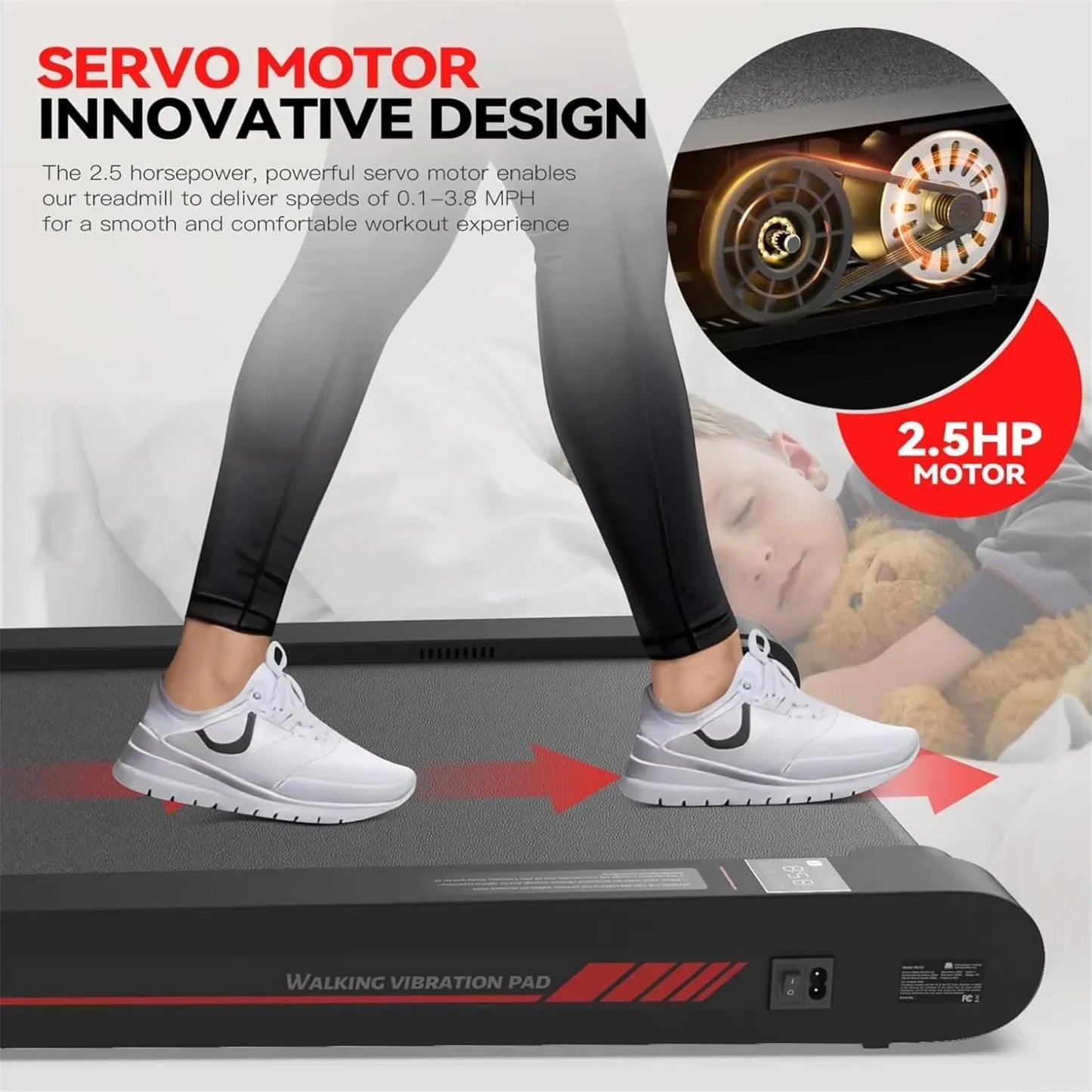 Walking Vibration Pad With App, 3-in-1 Under Desk Treadmill, 2.5HP Low Noise Walking Treadmill Pad With Remote Control