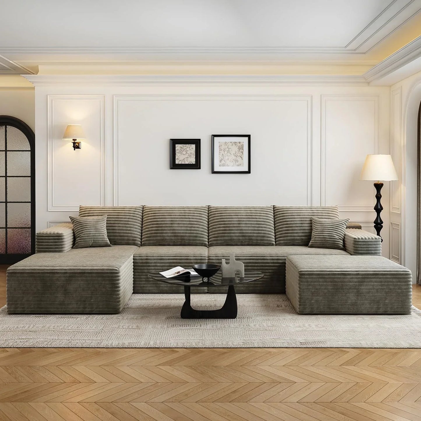 107.5 In. Cloud Modular Sectional Sofa Couch With L-Shape Chaise, Modern Minimalist Upholstered Couches For Living Room Bedroom
