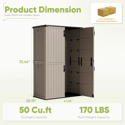 Devoko Outdoor Storage Cabinet 26 Cu. Ft. With Lockable Doors, Horizontal Storage Shed Waterproof Patio Tools Storage Box For Sofa Cushions