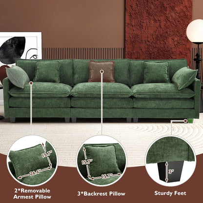 Ihanherry 146 In. U-Shaped Modern Sofa Modular Sectional Cloud Couch With 2 Ottoman
