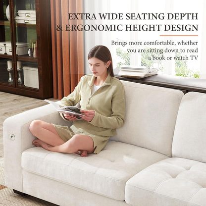 Ihanherry 146 In. U-Shaped Modern Sofa Modular Sectional Cloud Couch With 2 Ottoman