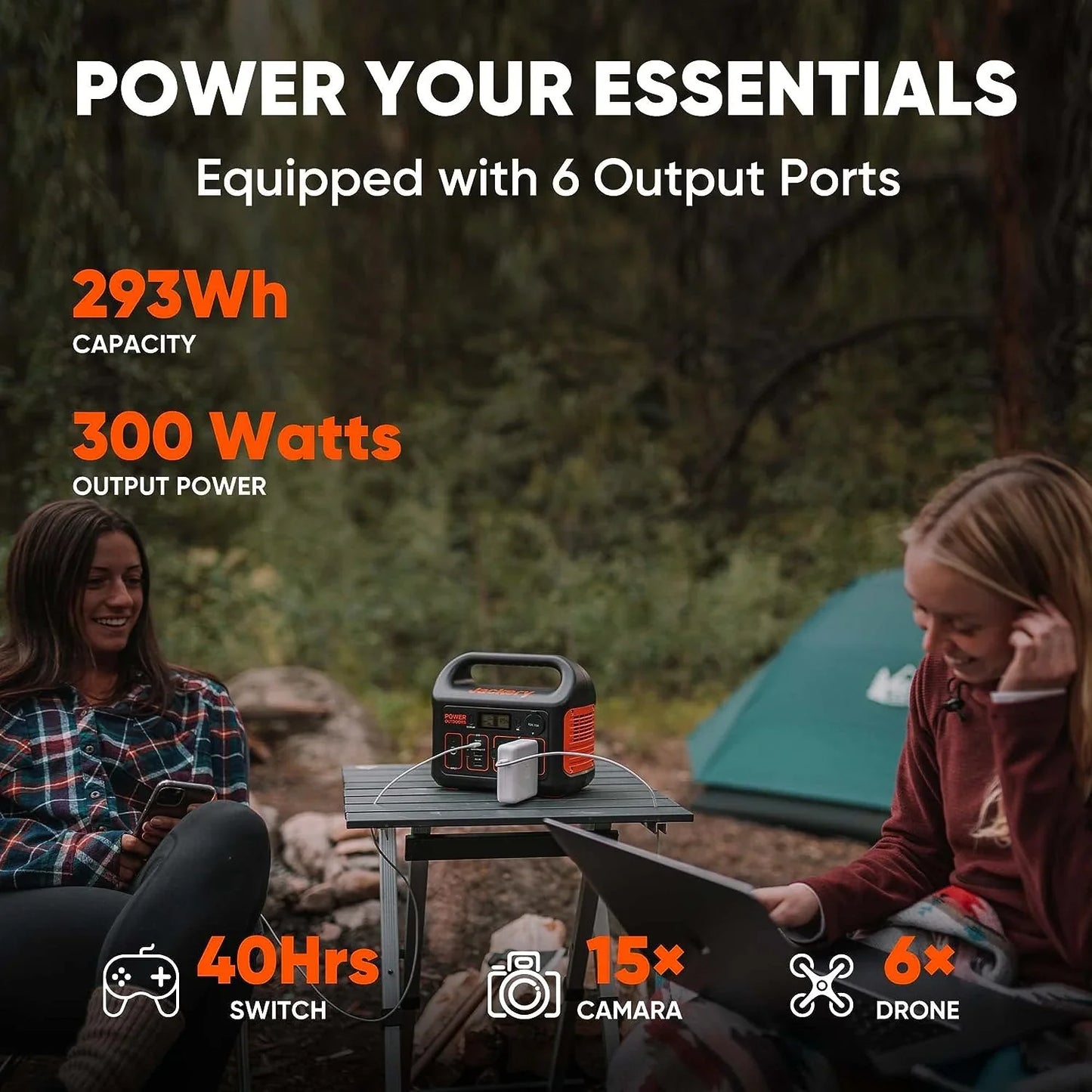 Portable Power Station Explorer 300, 293Wh Backup Lithium Battery, Solar Generator For Outdoors Camping Travel Hunting Blackout, Solar Panel Optional