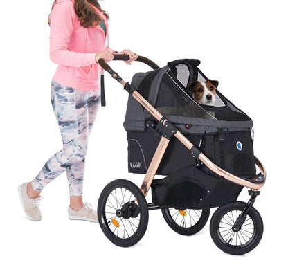 Jogging Sports Stroller With Comfort Rubber Wheels/Zipper-Less Entry/1-Hand Quick Fold/Aluminum Frame For Small/Medium Dogs Cats And Pets, Green Camo
