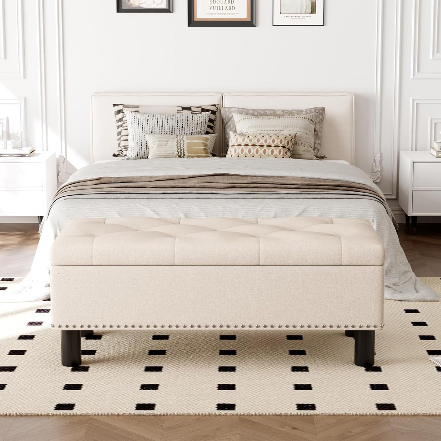 Furniliving Modern Storage Ottoman Bench