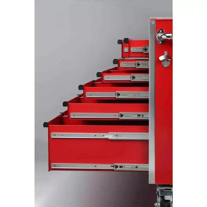 Husky Heavy-Duty 72 In. W x 24 In. D 15-Drawer Tool Chest Mobile Workbench With Stainless Steel Top And Dual Locks In Red