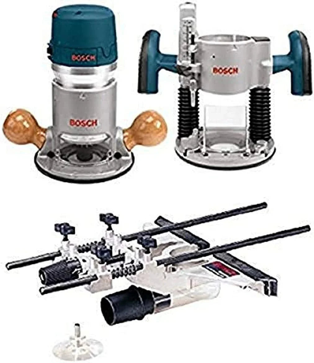 Bosch 1617EVSPK Wood 12 Amp Router Tool Combo Kit- 2.25 Horsepower Plunge Router And Fixed Base With A Variable Speed