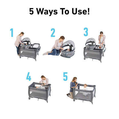 Graco Pack 'N Play Close2Baby Bassinet Playard Features Portable Bassinet Diaper Changer And More Derby