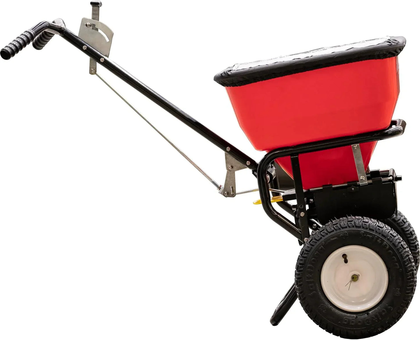 Walk Behind Push Spreader, 100lb Capacity, For Salt, Ice And Snow Melt, Included Grate And Cover With Enclosed Gearbox For Protection