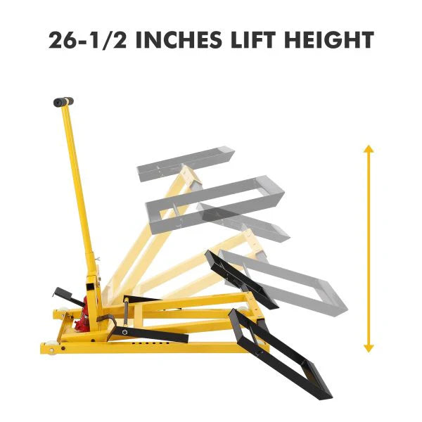 Lawn Mower Lift With Hydraulic Jack, 26 In. Lawn Mower Lift, Welded Solid Steel Construction, Weight Capacity 500 Lbs