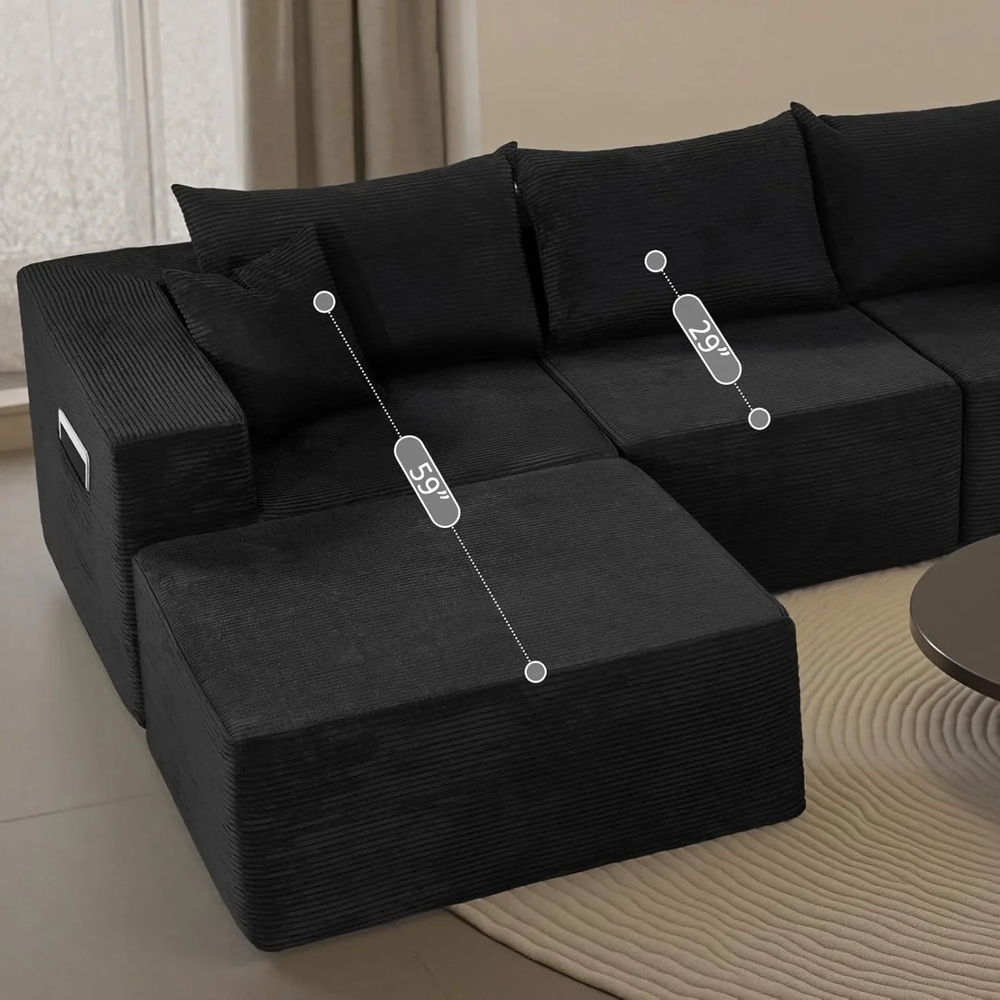 Cloud Sectional Couch With L-Shape Chaise, Modern Modular Sofa With Deep Seat, Upholstered Couches For Living Room Bedroom, No Assembly Required