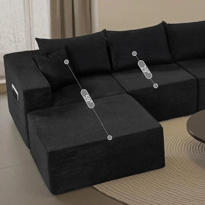Cloud Sectional Couch With L-Shape Chaise, Modern Modular Sofa With Deep Seat, Upholstered Couches For Living Room Bedroom, No Assembly Required
