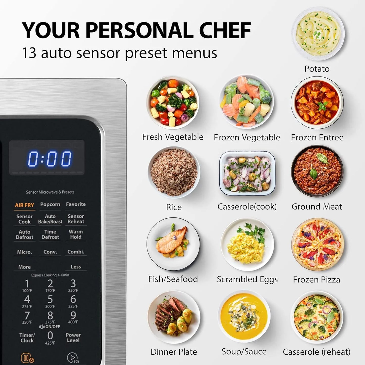 Toshiba 4-in-1 ML-EC42P, SS Countertop Microwave Oven, Smart Sensor, Convection, Air Fryer Combo, Mute Function