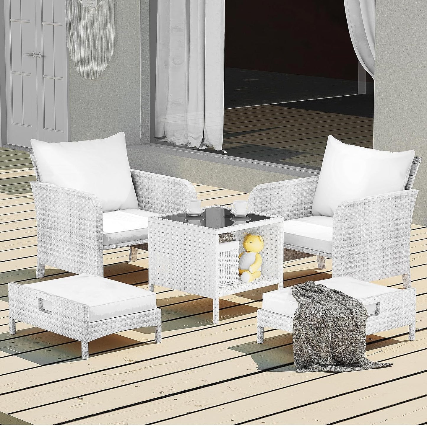 Leveleve Balcony Furniture 5 Piece Patio Conversation Set