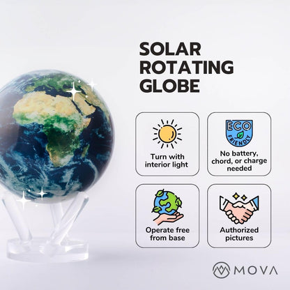 Mova 4.5 In. Self-Rotating Globe Earth With Clouds, Light Powered