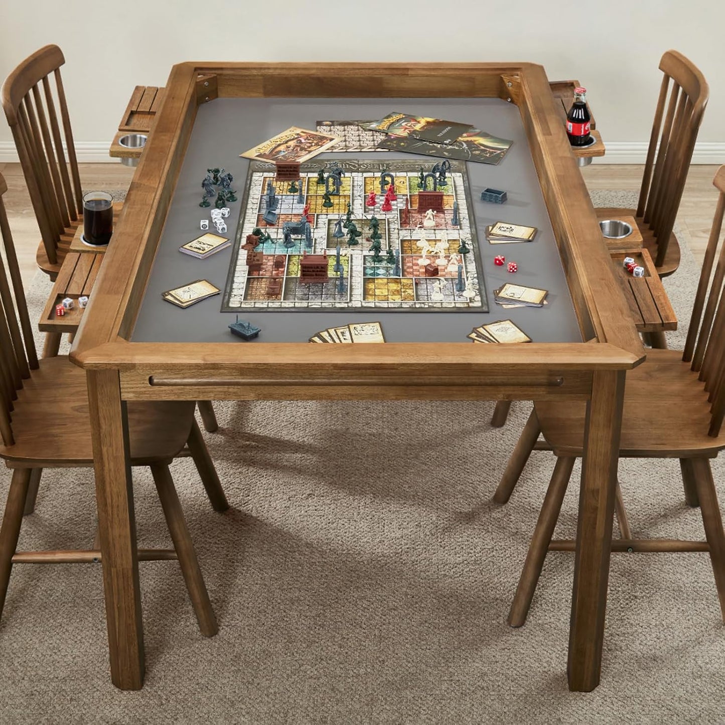 Board Game Table With Removable Top, Seats 4, 6, 57 In. x 33 In. Play Area