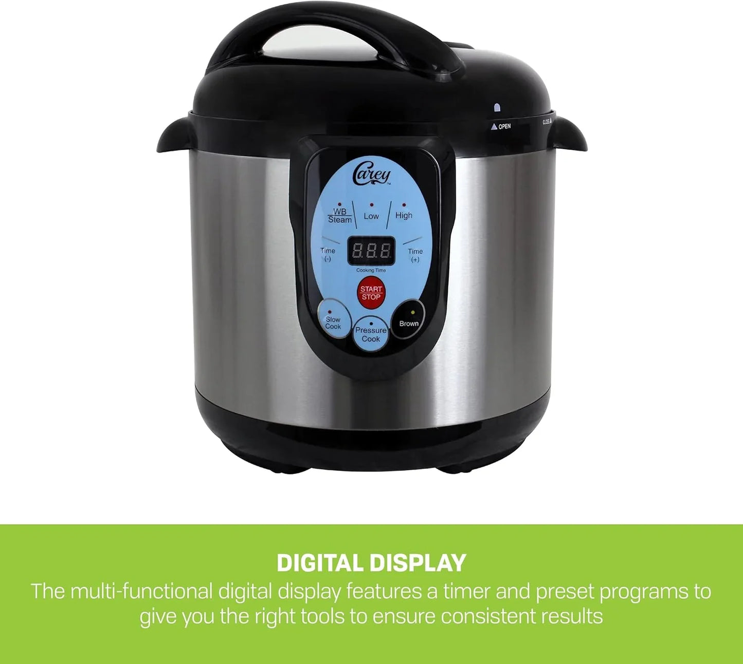 Carey DPC-9SS Smart Electric Pressure Cooker And Canner, Stainless Steel, 9.5 Qt