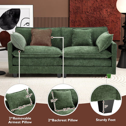 111.4 In. L-Shaped Modern Sofa Modular Cloud Sofa Ottoman 4-Seater Chenille Deep Seat Sofa