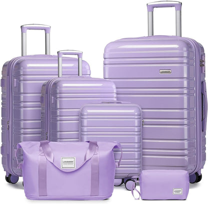 6-piece Luggage Set, Expandable Hardshell Suitcase Set With Spinner Wheels, Lightweight Rolling Luggage Set