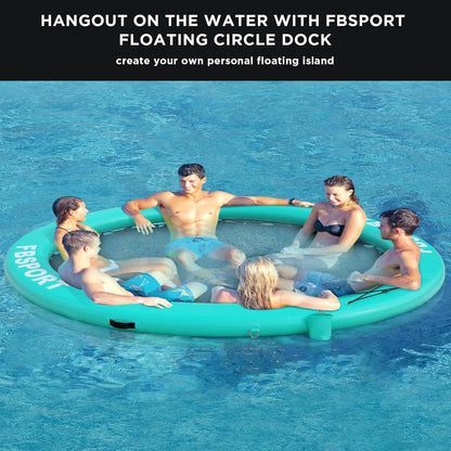 Inflatable Dock Floating Platform 8 Ft. Inflatable Water Hammock Floating Deck For Lake With Cupholder Round Floating Ring Float Ring Pool Float