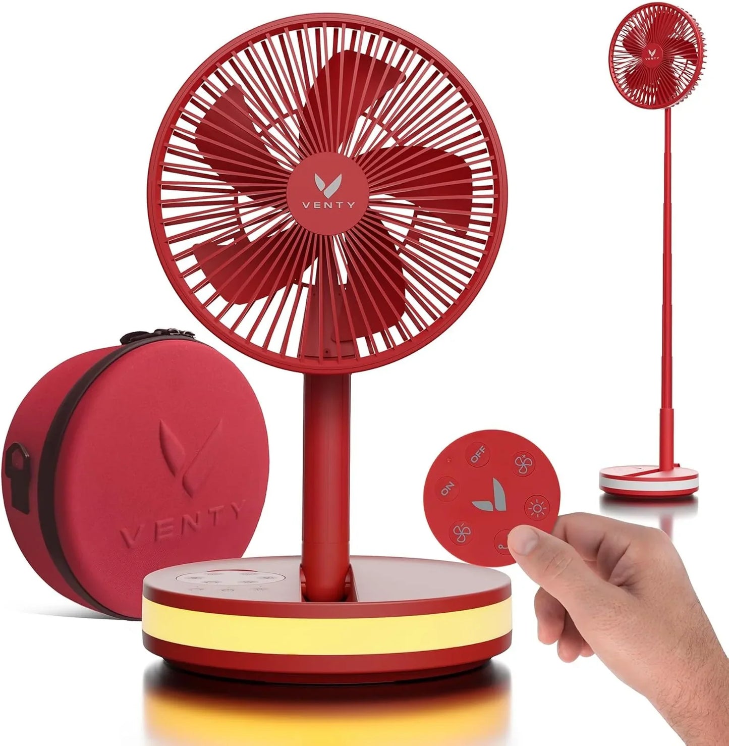 Venty Portable Fan- Wireless Battery Operated Fan- 4 Speeds- LED Lighting- Carry Case And Remote Control- Cruise Travel- Outdoor Travel RV Power