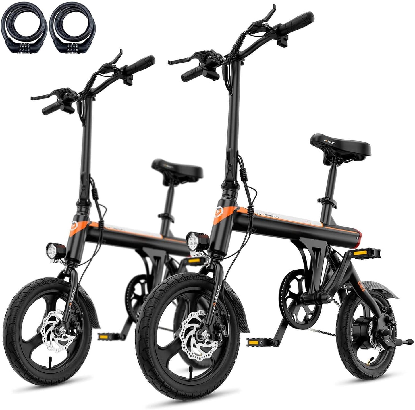 Jasion EB3 Electric Bike Adults 21mph, 500W Peak Motor, 270Wh Battery, Rear Suspension, 3 Levels Assist