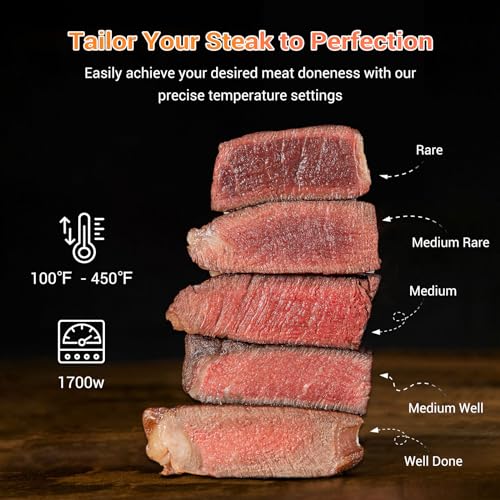Tastee Ceramic Air Fryer, 8-in-1 Compact 5.5QT AirFryers, 450 F Digital Air Fryer Dehydrator With Smart Probe, 24 Presets One Touch Cooking