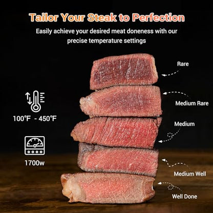 Tastee Ceramic Air Fryer, 8-in-1 Compact 5.5QT AirFryers, 450 F Digital Air Fryer Dehydrator With Smart Probe, 24 Presets One Touch Cooking