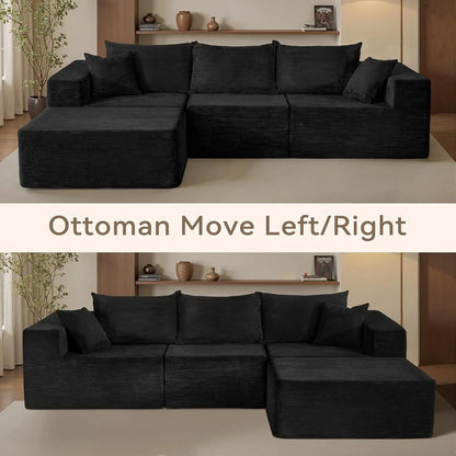 Cloud Sectional Couch With L-Shape Chaise, Modern Modular Sofa With Deep Seat, Upholstered Couches For Living Room Bedroom, No Assembly Required