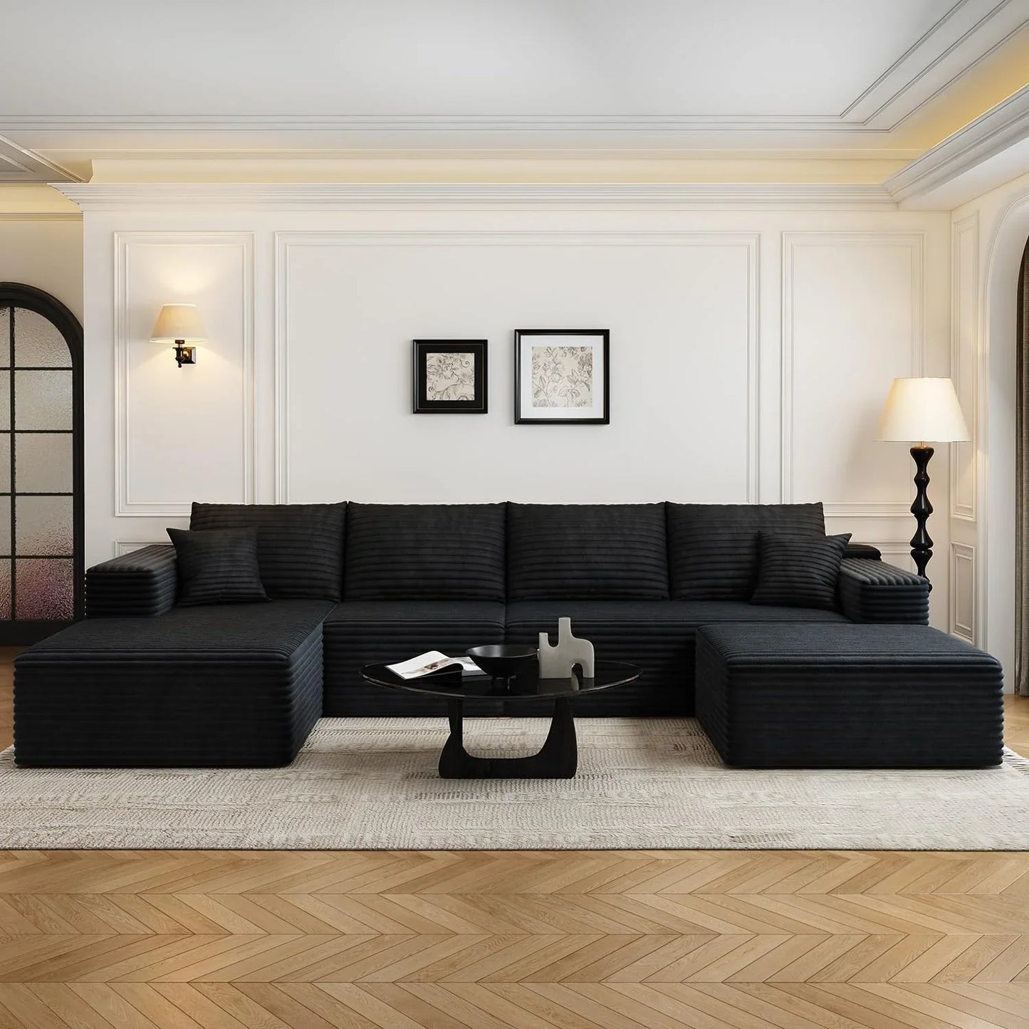 107.5 In. Cloud Modular Sectional Sofa Couch With L-Shape Chaise, Modern Minimalist Upholstered Couches For Living Room Bedroom