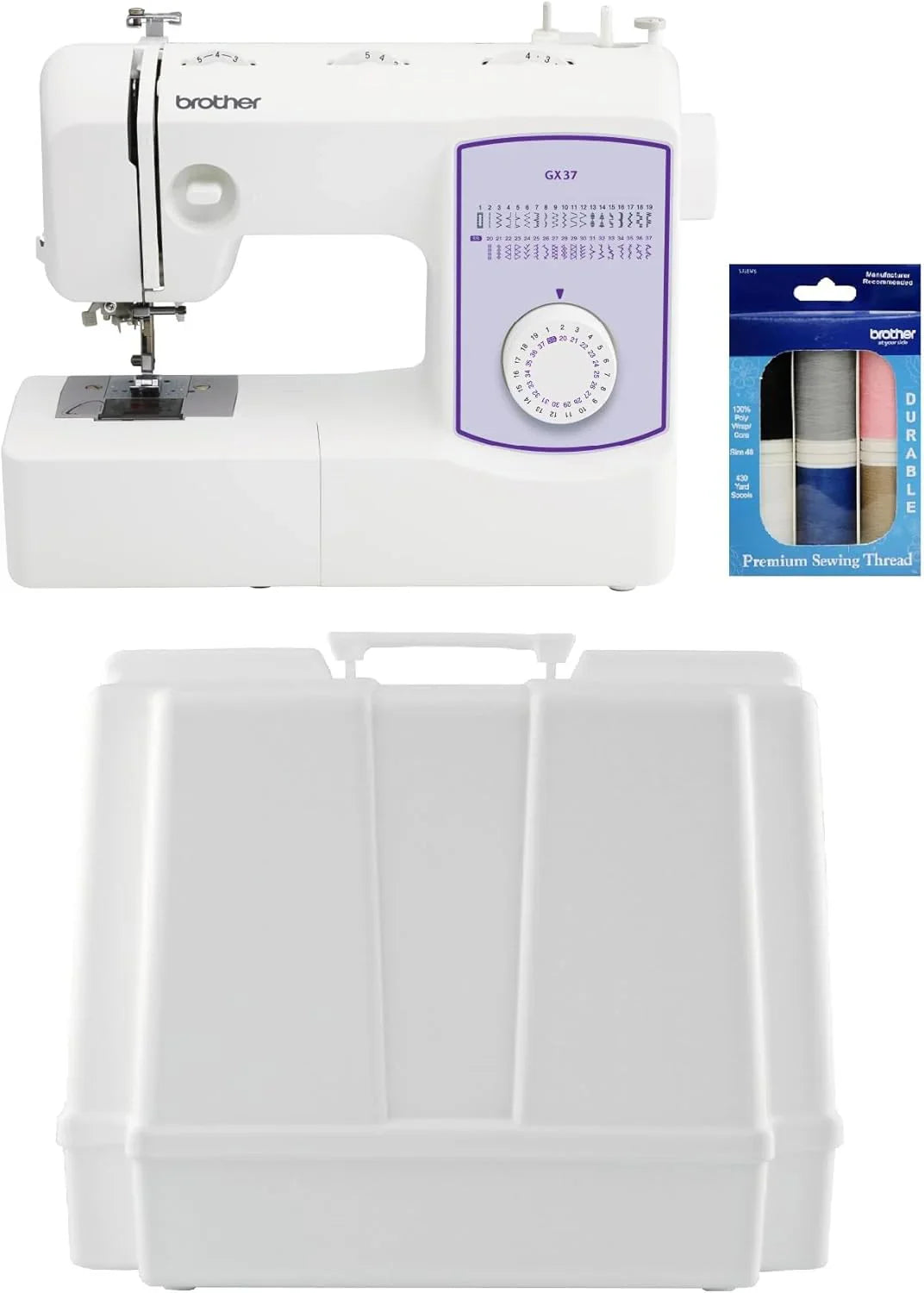 Brother Sewing Machine, GX37, 37 Built-In Stitches, 6 Sewing Feet Included