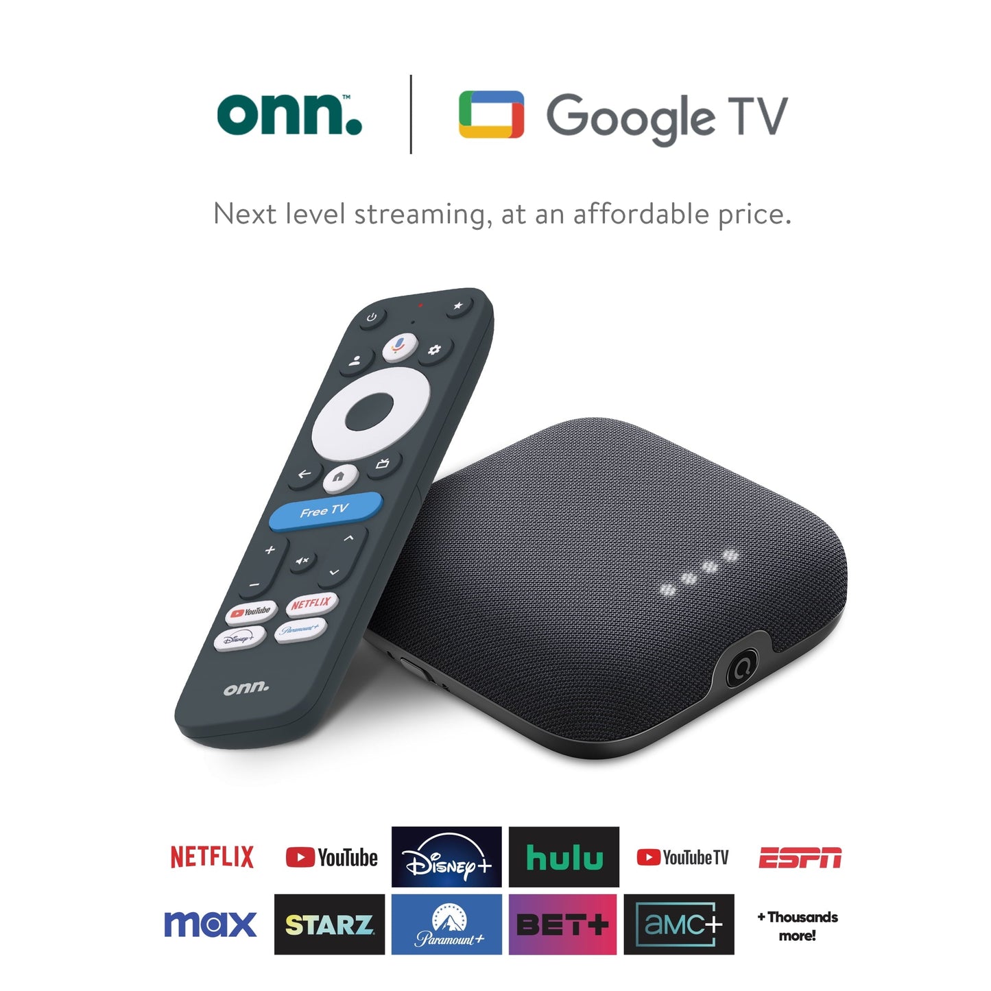 Onn. 4K Pro Streaming Device With Google TV, 4K UHD, Dolby Vision And Atmos, Hands Free Voice Control, Wi-Fi 6, Smart Hub