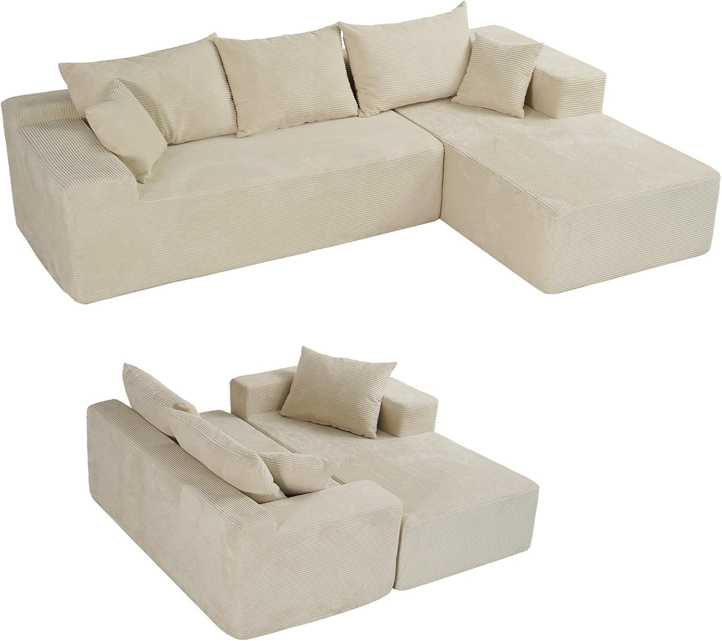 Cloud Sectional Couch With L-Shape Chaise, Modern Modular Sofa With Deep Seat, Upholstered Couches For Living Room Bedroom, No Assembly Required