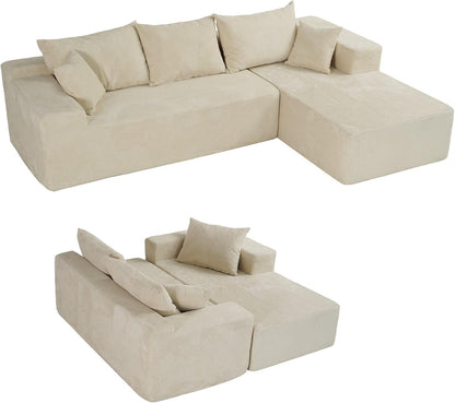 Cloud Sectional Couch With L-Shape Chaise, Modern Modular Sofa With Deep Seat, Upholstered Couches For Living Room Bedroom, No Assembly Required
