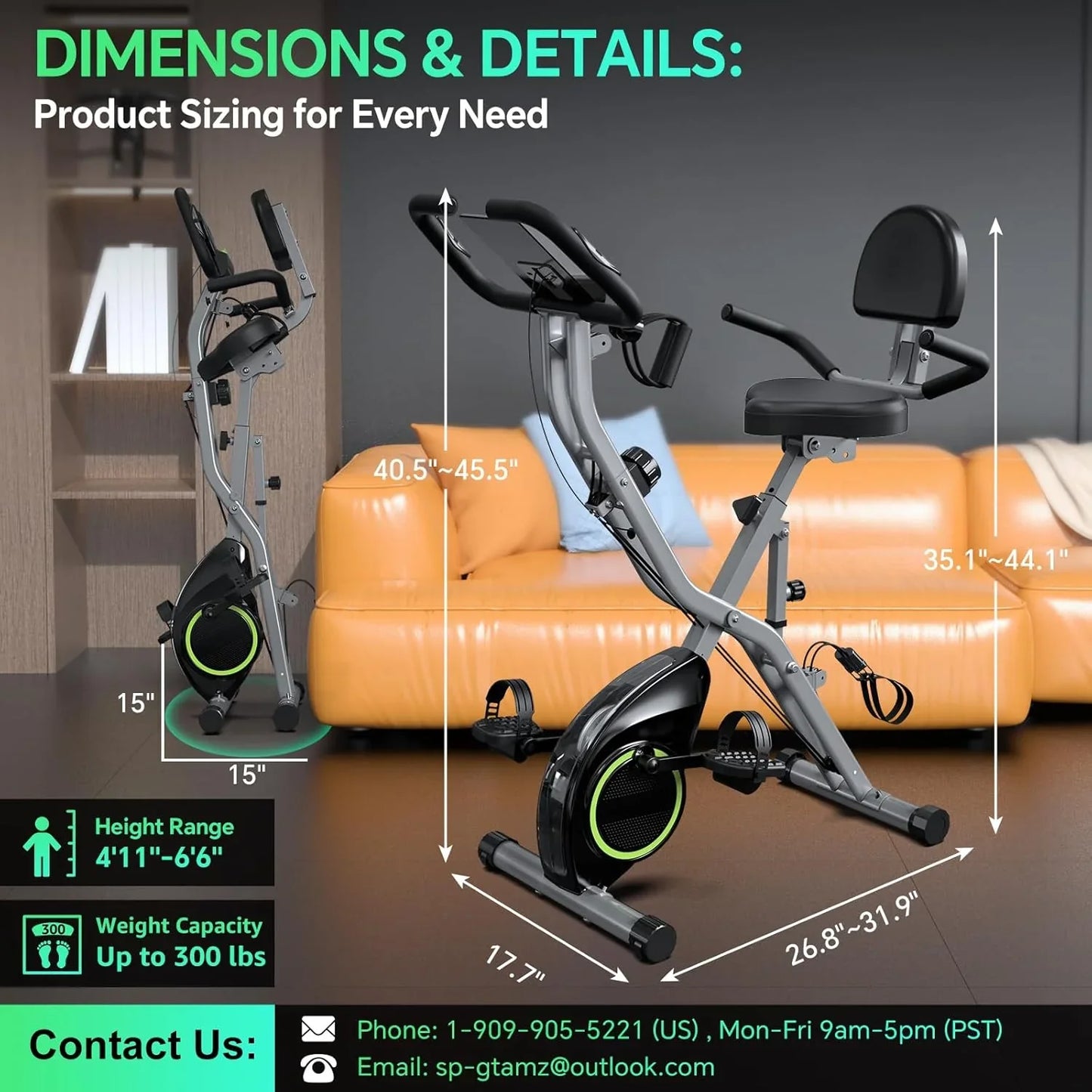 Foldable Exercise Bike Stationary Bikes For Home, 5-in-1 Indoor Workout Bike, Cycling Bike With 16-Level Quiet Magnetic Resistance