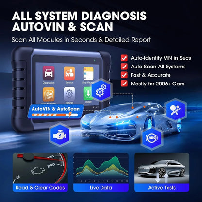 Bidirectional Tool As MK808BT Pro MX808S M808Z, Function As MaxiCheck MX900, Active Test, All System Diagnose, Injector Coding