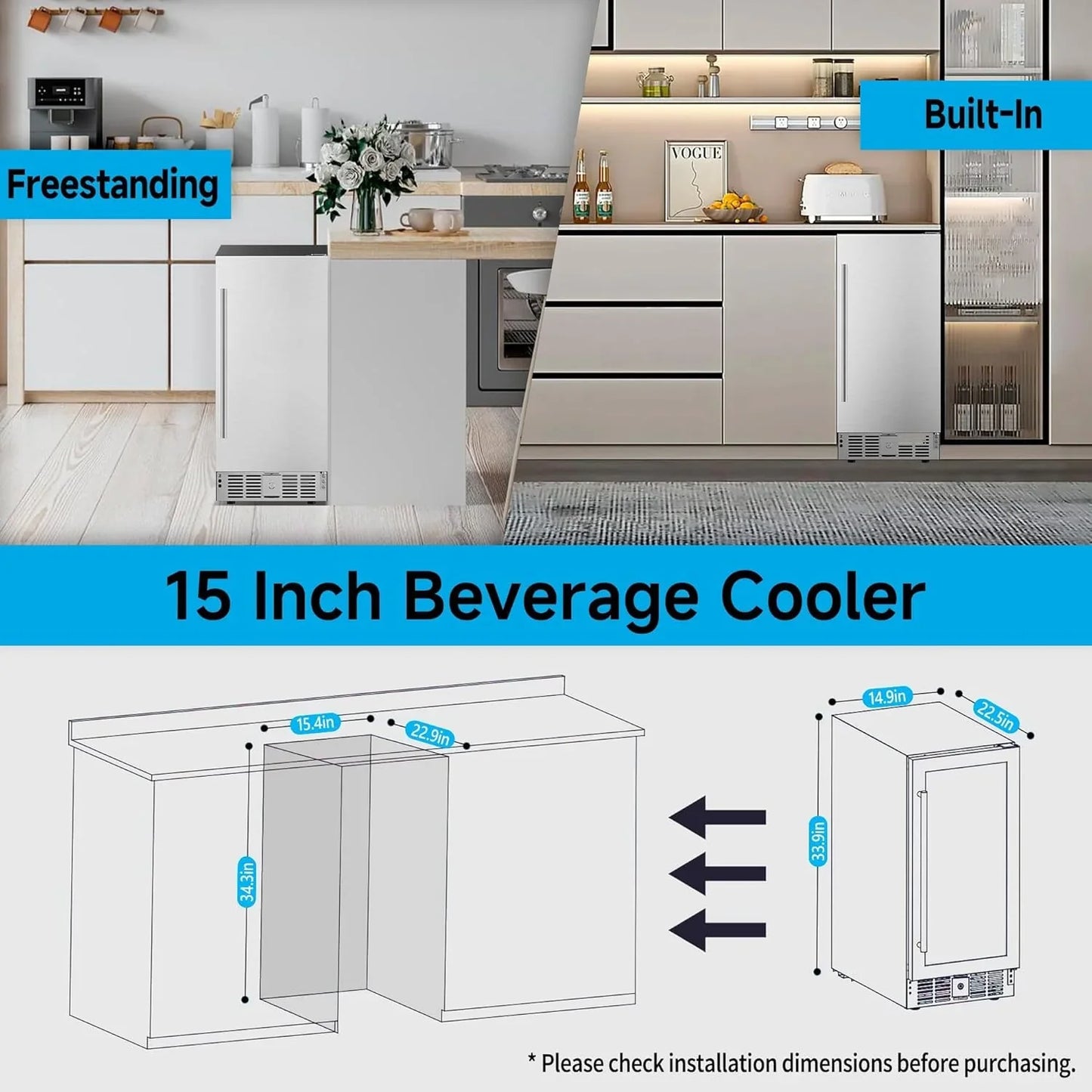 Beverage Refrigerator Cooler- 126 Can Mini Fridge Glass Door For Drinks Soda Beer Wine- Small Refrigerator For Office Bedroom Home Bar