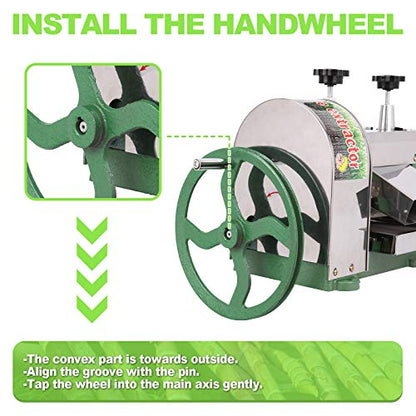 Try Yean Manual Sugarcane Juice Machine, Professional Stainless Steel Sugar Cane Juicer, 110lbs Output Per Hour With 2 In. Large Inlet Extractor