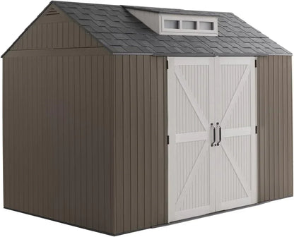Rubbermaid Resin Outdoor Storage Shed With Floor Weather Resistant Gray Organization For Home