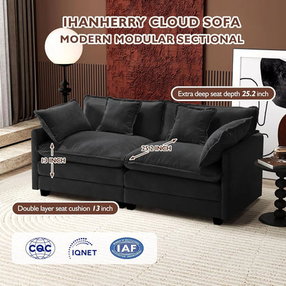 Ihanherry 146 In. U-Shaped Modern Sofa Modular Sectional Cloud Couch With 2 Ottoman