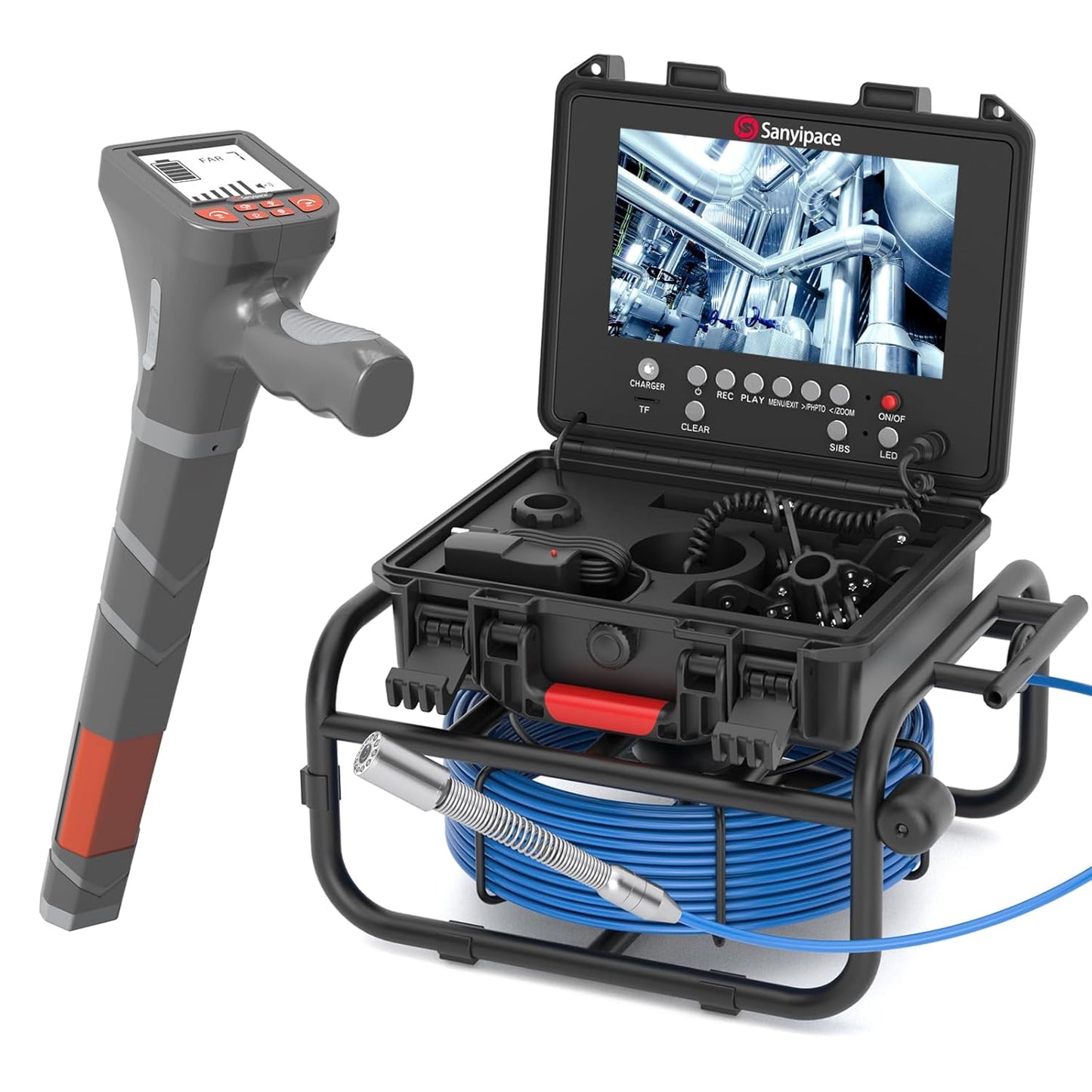 100 Ft./30 Meters, 23 Mm/0.9 In. Full HD Sewer Inspection Camera, 5x Zoom, Distance Counter, 9-inch IPS Screen