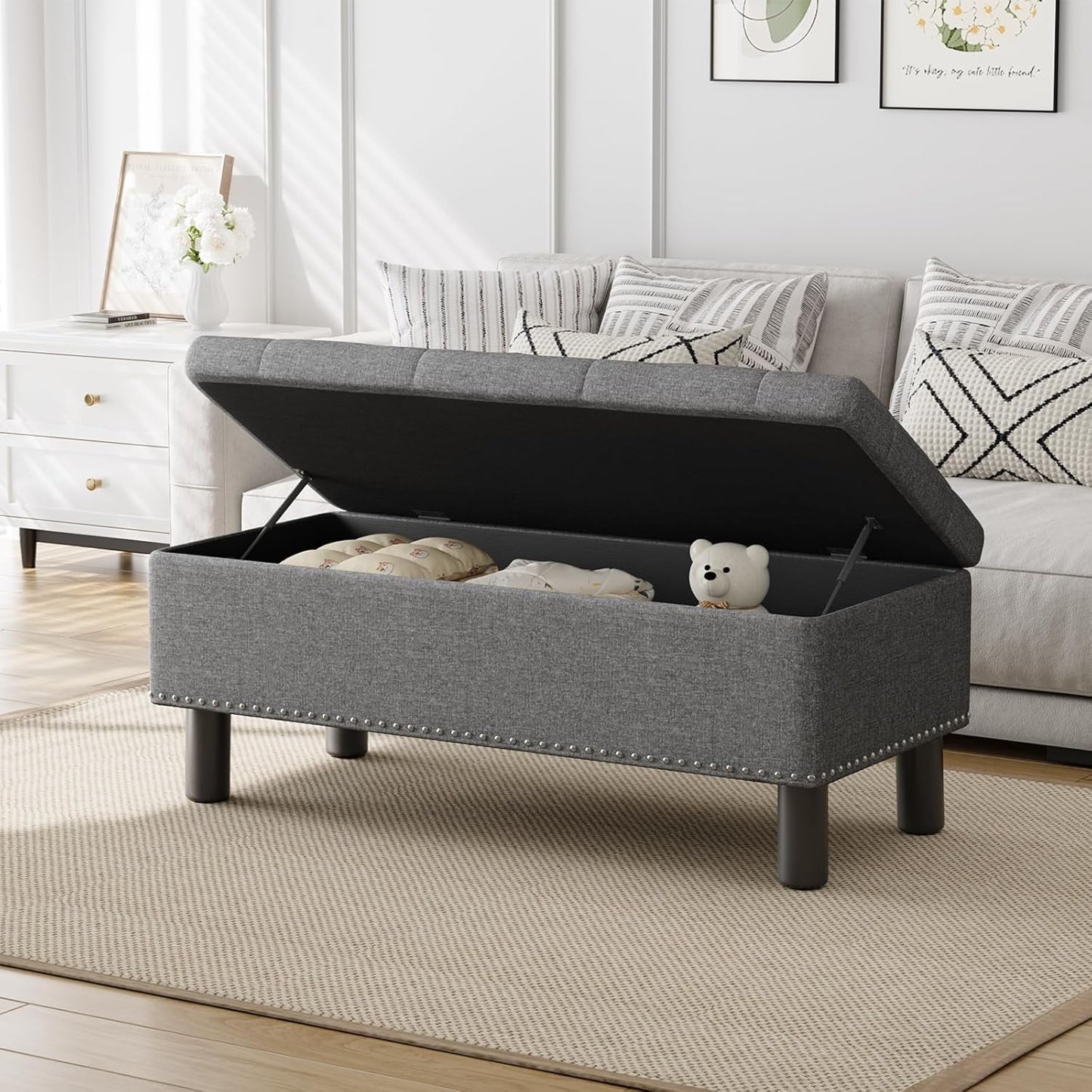 Furniliving Modern Storage Ottoman Bench