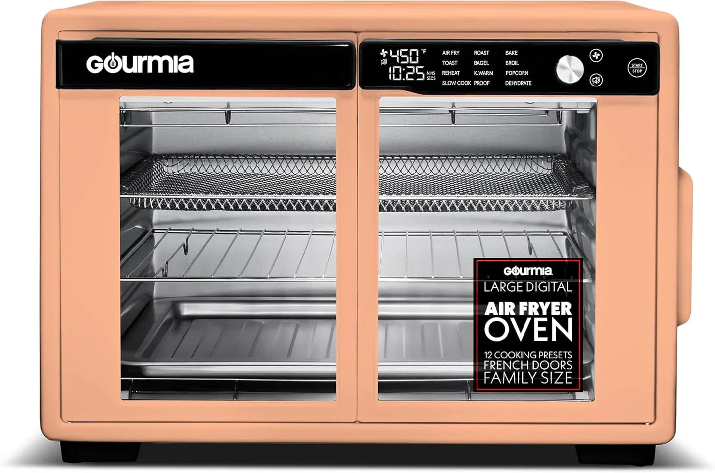 Gourmia French Door Air Fryer Oven- 37 Qt. Large Capacity Convection Toaster Oven
