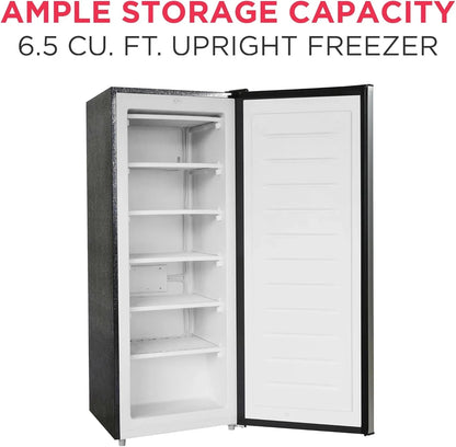 Frigidaire Upright Freezer, 6.5 Cu. Ft, Deep Freeze, Vinyl Coated Metal With Wire Shelving, Compact For Kitchen, RV, Dorm, Cabin, And Trailer