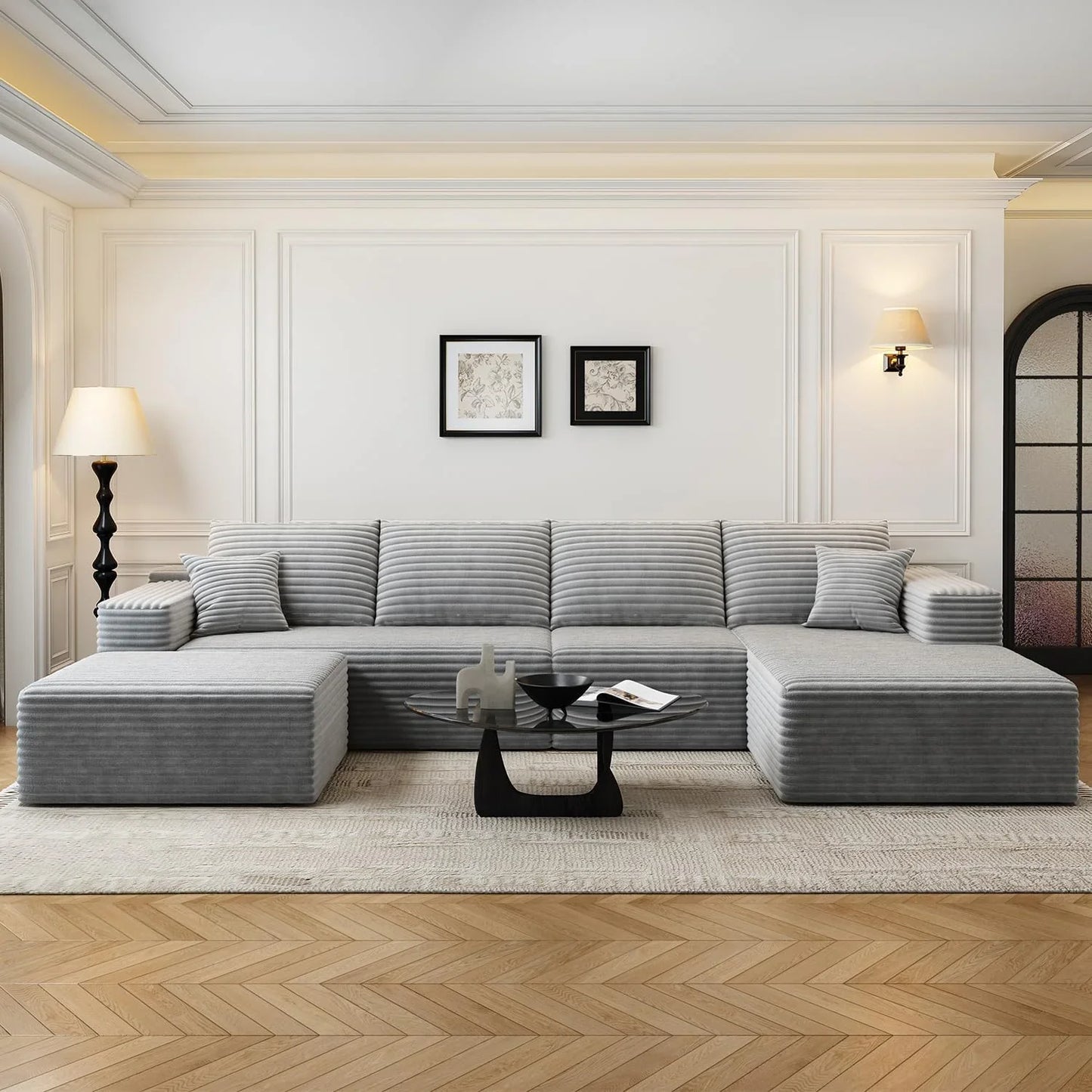 107.5 In. Cloud Modular Sectional Sofa Couch With L-Shape Chaise, Modern Minimalist Upholstered Couches For Living Room Bedroom