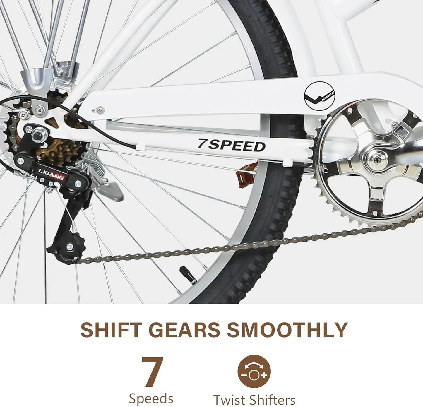 Weize Beach Cruiser Bike 26 In. Commuter Bicycle For Adult Men And Women 7-Speed/High-Carbon
