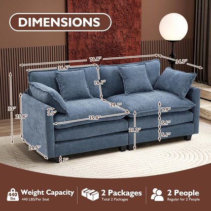 Ihanherry 146 In. U-Shaped Modern Sofa Modular Sectional Cloud Couch With 2 Ottoman