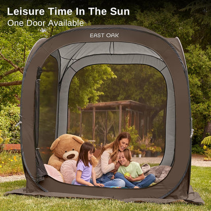 East Oak Screen House Tent Pop-Up, Portable Screen Room Canopy Instant Screen Tent 10 x 10 Ft. With Carry Bag For Patio, Backyard