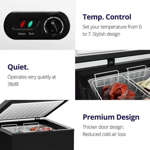 Northair Chest Freezer C 3.5 Cu. Ft. With 2 Removable Baskets C Reach In Freezer Chest C Quiet Compact Freezer C 7 Temperature Settings C Black