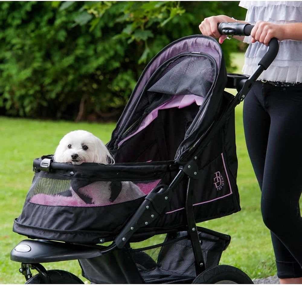 No-Zip Nv Pet Stroller For Cats/Dogs Zipperless Entry Easy One-Hand Fold Gel-Filled Tires Plush Pad Plus Weather Cover Included 3 Colors